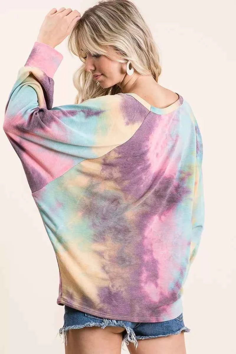 BiBi Tie Dye Terry Top With Dolman Sleeves 9a5093b5-f254-4c75-b018-9be185078fc1-Max-Origin