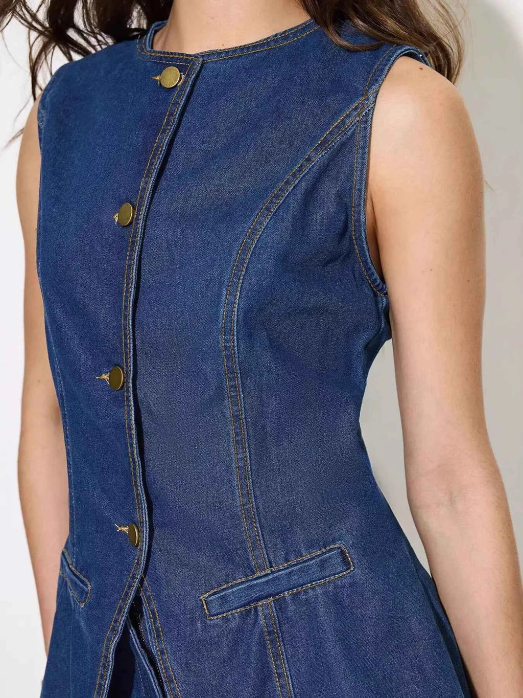 Button Up Sleeveless Denim Top and Shorts Set 9a56ed2736ec4f71a870ba84cd765051-Max-Origin