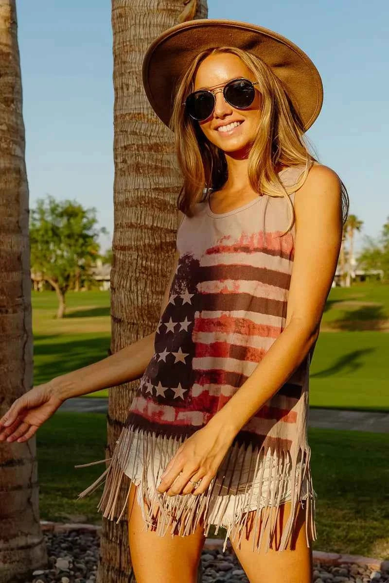 BiBi American Flag Print Knit Sleeveless Top 9a73e7da80764d499ccf54d7e45c57dd-Max-Origin
