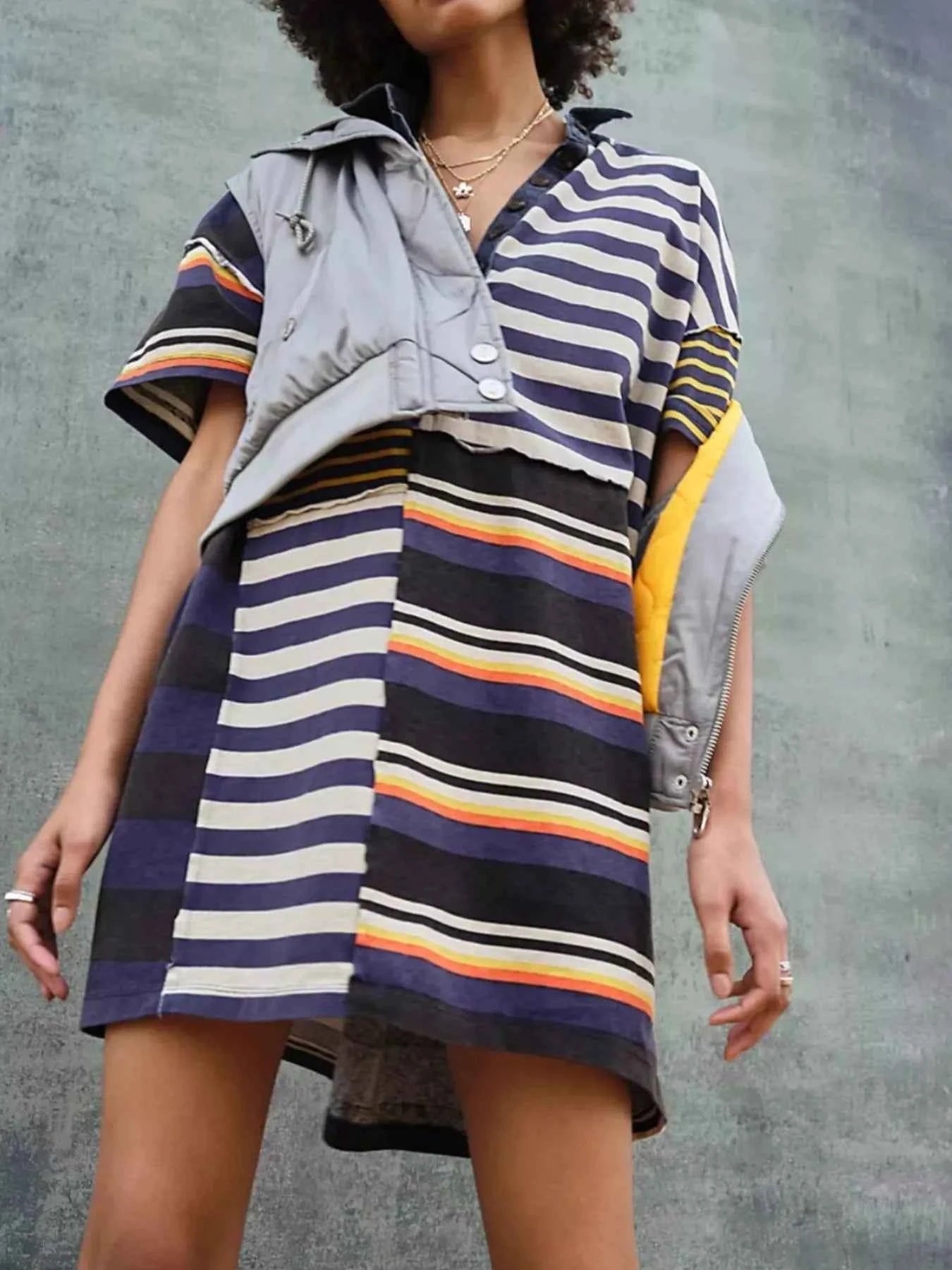 Striped Oversized Half Button Shirt Dress 9a7a8b47-70b2-4cd2-b7d4-56a38283438b-Max-Origin