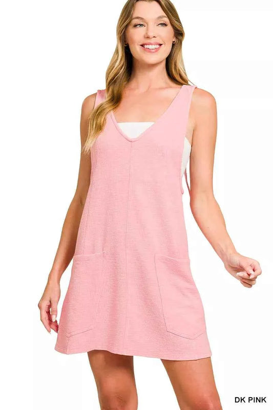 Zenana Washed Slub Adjustable Strap Overall Dress DK PINK 9a827e31c93049bd88d7bec9377f9fd8-Max-Origin