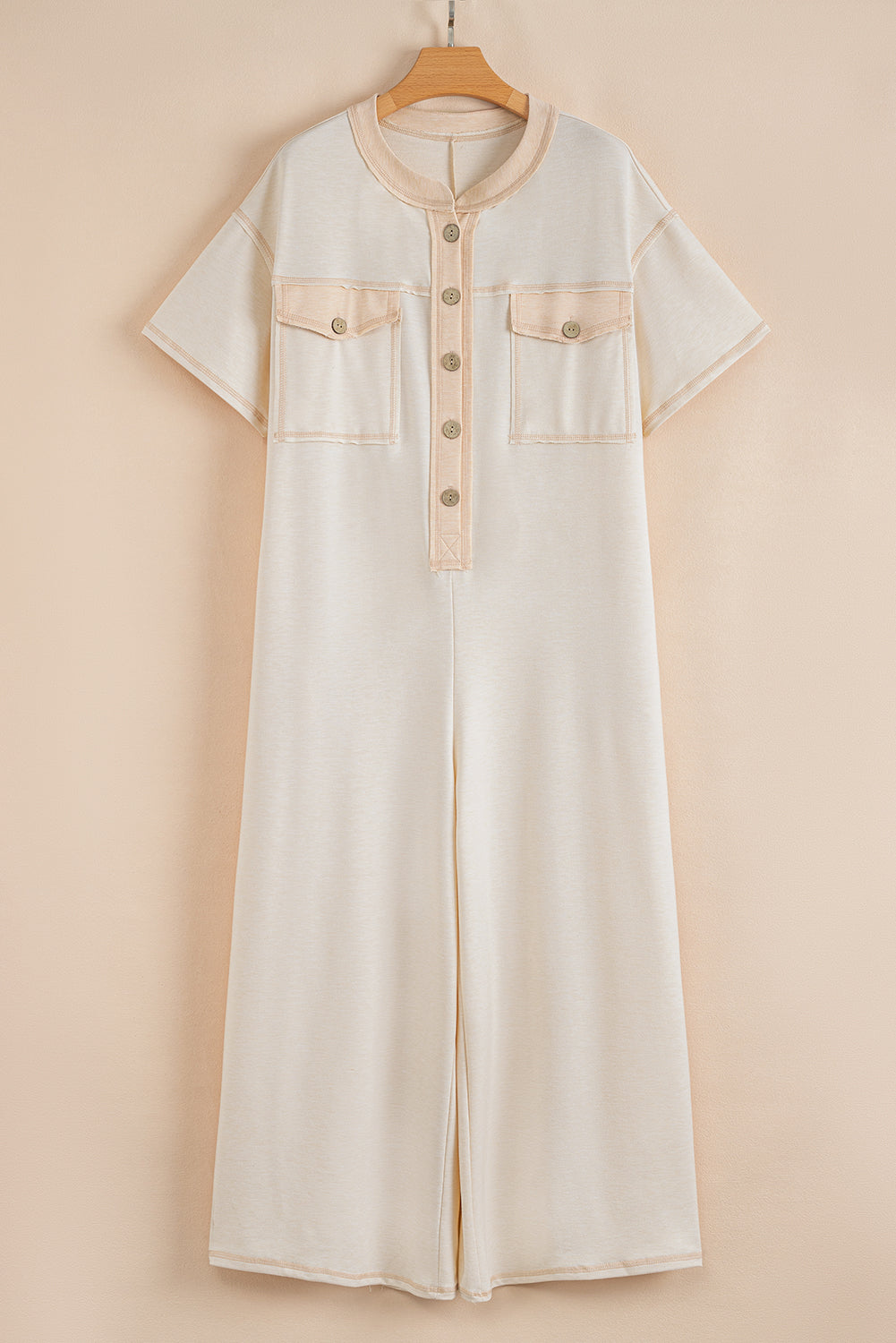 Beau Blue Patchwork Pocket Short Sleeve Jumpsuit 9a83cfbce6758fea