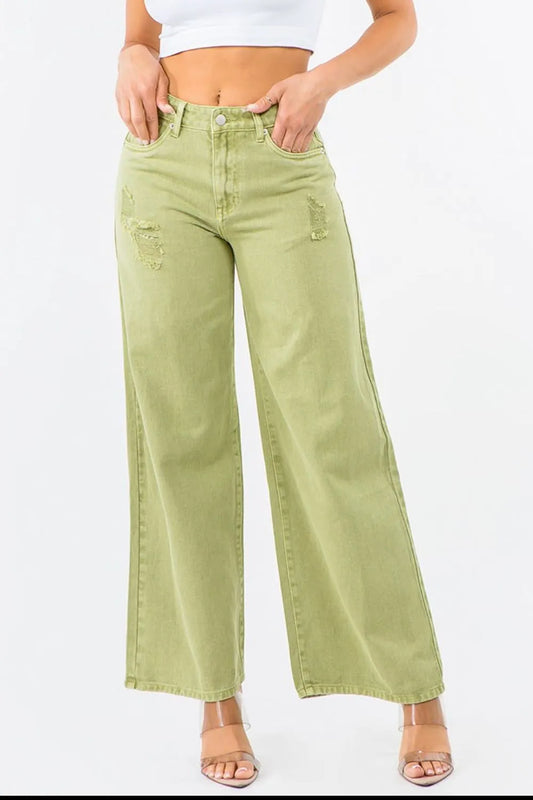 American Bazi High Waist Distressed Wide Leg Jeans 9a940145-7ab1-48df-b704-c64f9124eba0-Max