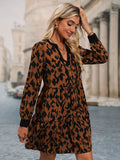 Leopard Tie Neck Long Sleeve Dress Brown 9a9d7599-422d-46e7-8372-dc978506d0af-Max-Origin