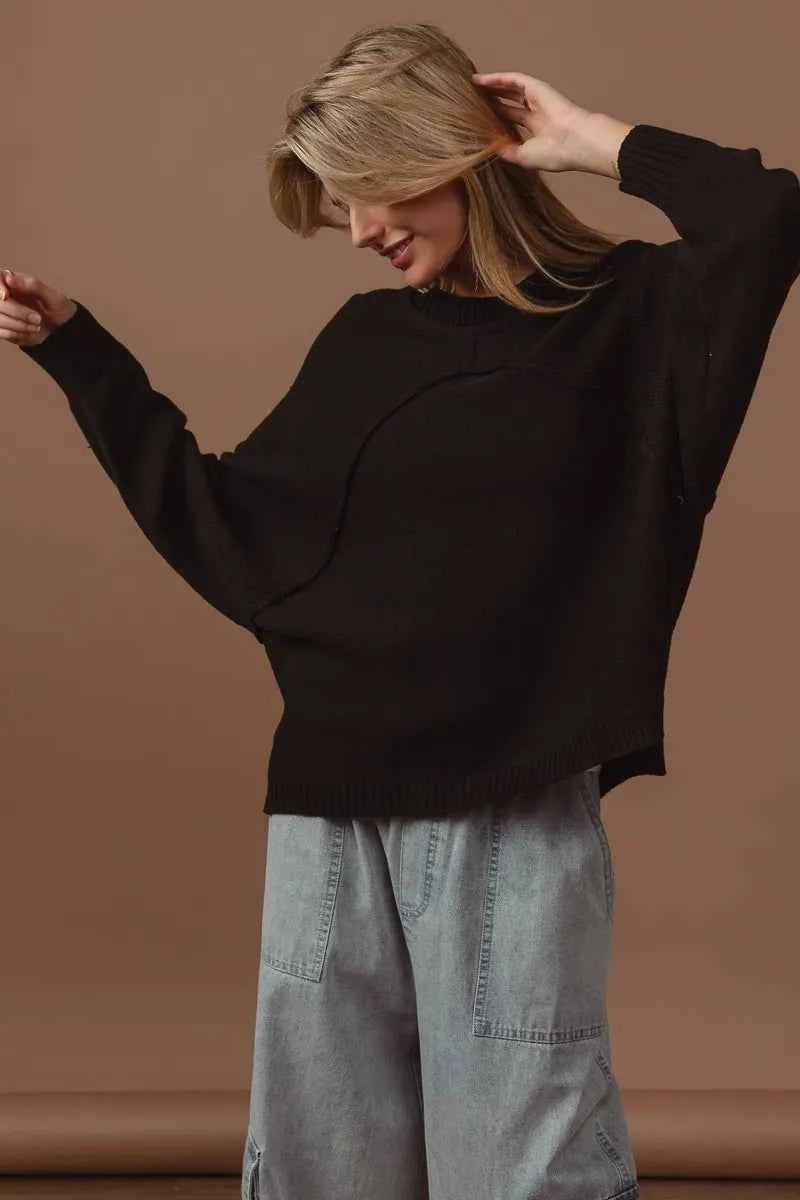 BiBi Raw Edge Arch Detailed Knit Top 9aae023a9b954749ba86bae5c57b3bae-Max-Origin