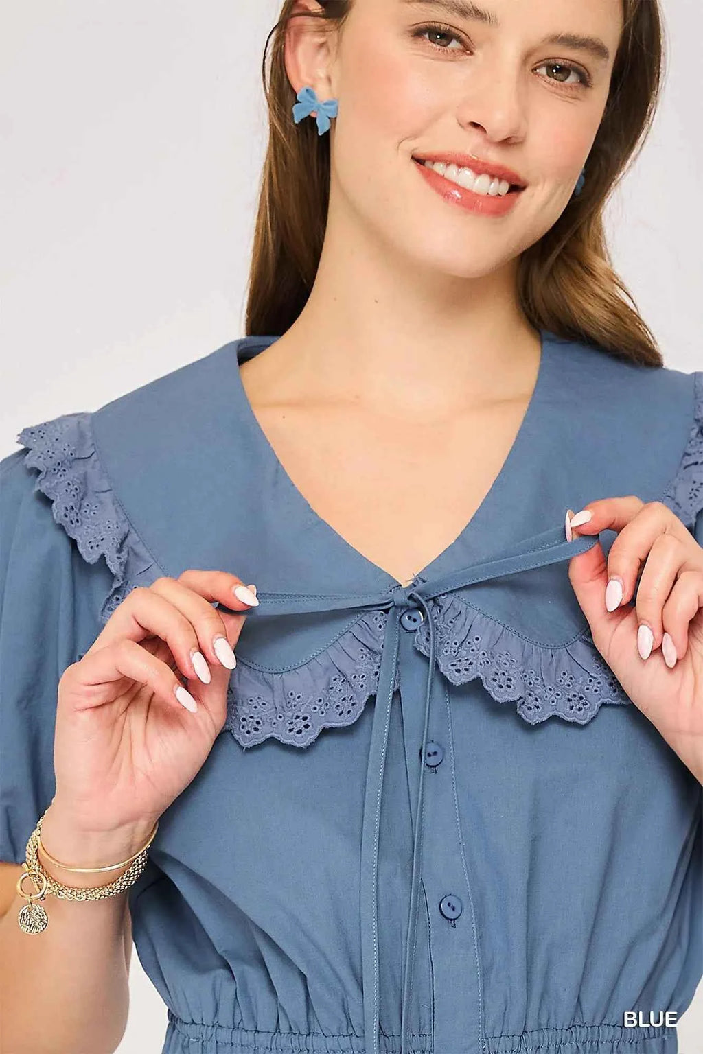 Umgee Collared Short Sleeve Button Down Romper 9aaed411-5bc3-4dae-b5fb-93661d1e07d9-Max-Origin