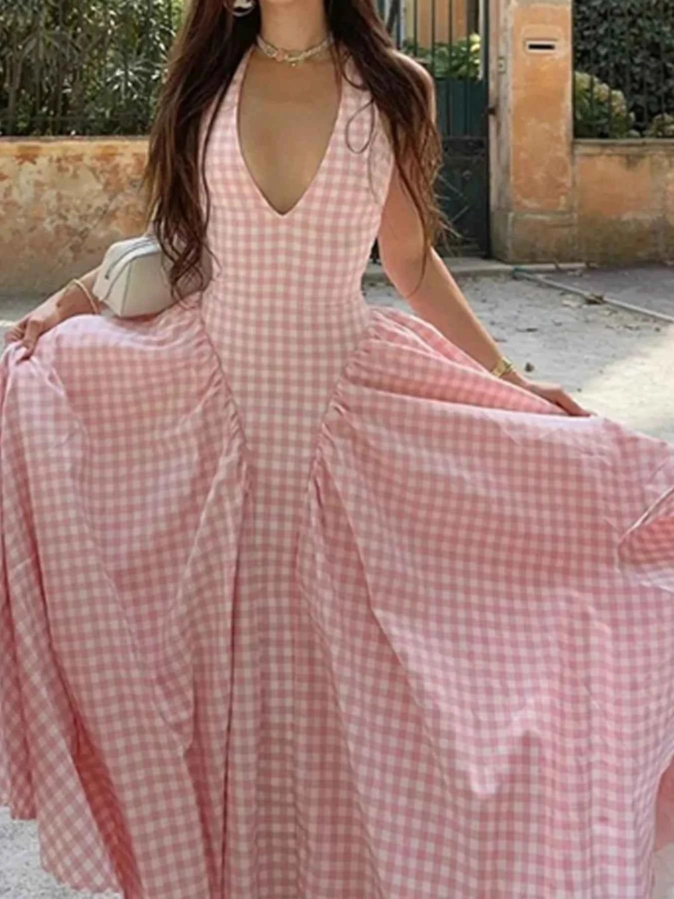 Full Size Gingham Halter Neck Maxi Dress Plus Size 9ab15a929a794a7587699960fc9b1009-Max-Origin