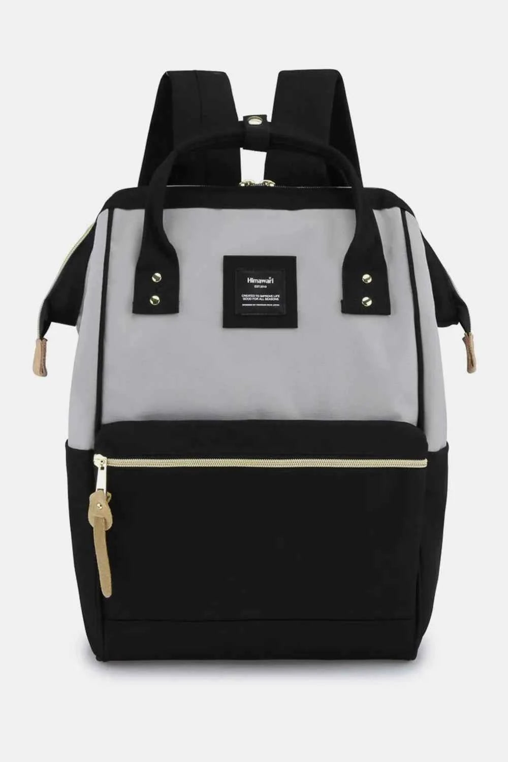 Himawari Waterproof Canvas Backpack Bag with Side Pockets Grey Black One Size 9ab8f957-d02c-44df-9446-c12ee54dd9b2-Max