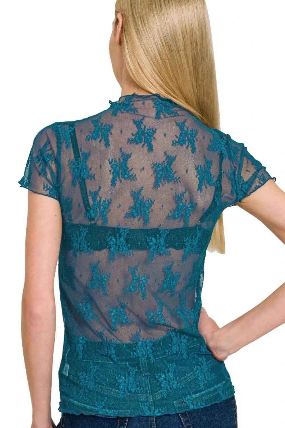 Zenana Lace See-through Layering Short Sleeve Top 9abd865d-d3bf-4290-b86f-bf4f14f6d819-Max-Origin