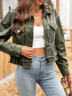 Ruffle Raw Hem Denim Jacket 9ac5c4a7-db66-40e1-a643-ea5d18bbafd2-Max-Origin