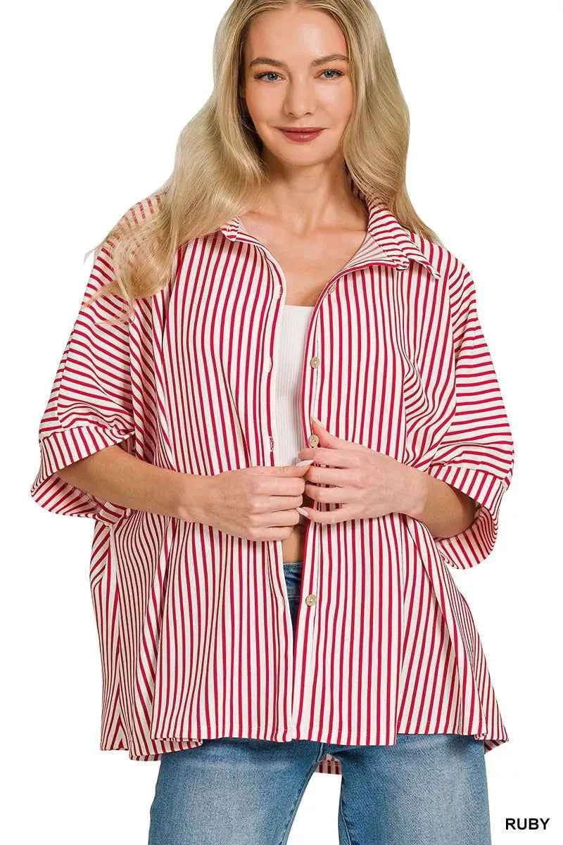 Zenana Oversized Stripe Button Down Shirt RUBY 9ad8dcfe2e854fcebaacf77609f03950-Max-Origin