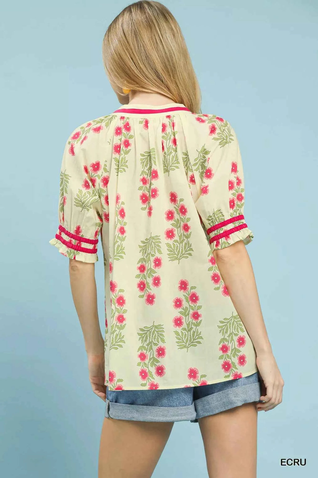 Umgee Floral V-Neck Puff Sleeve Top 9ad9cb20-e9d7-448f-abbb-59a67f61c954-Max-Origin