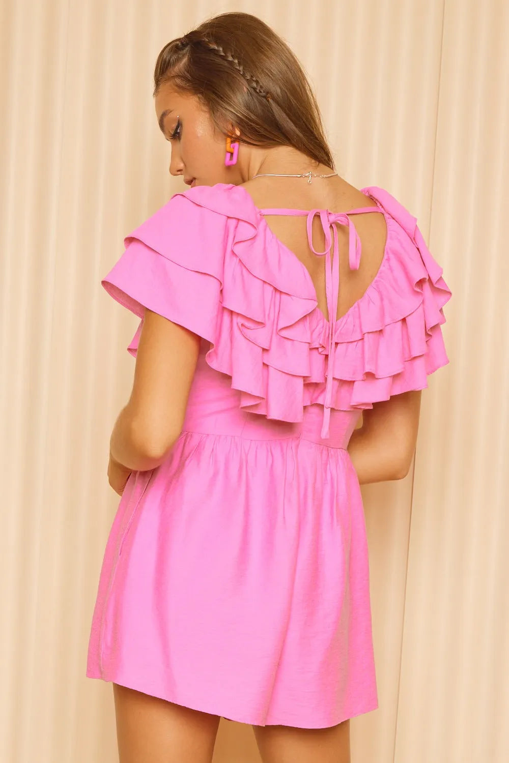 Idem Ditto Ruffled Layered Tie Back Romper 9adaff58-e381-43c8-a598-8649f85978cf-Max