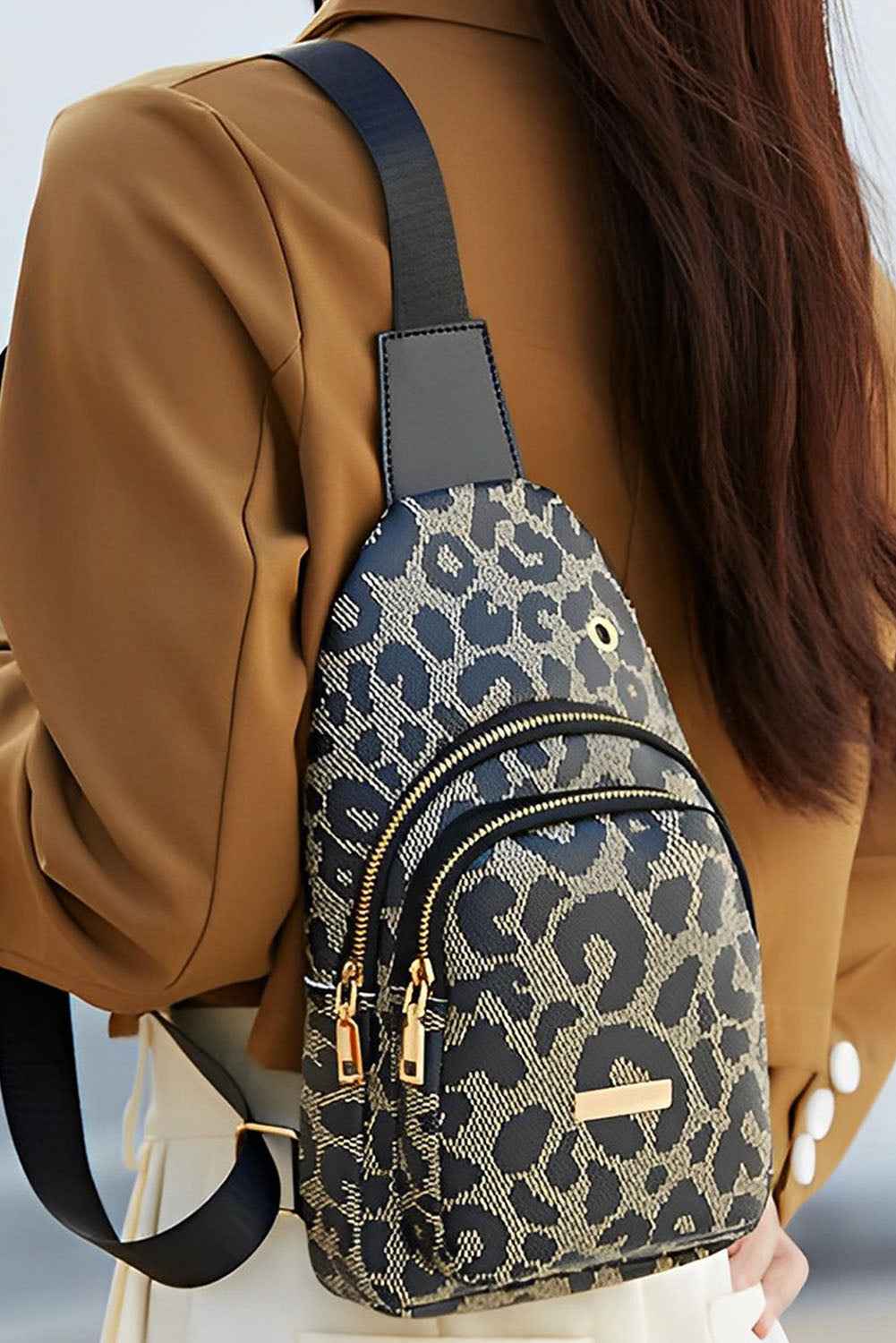 Leopard Printed PU Leather Zippered Fanny Pack Sling Bag Leopard ONE SIZE Pu Leather 9adfe6ec5acc9788