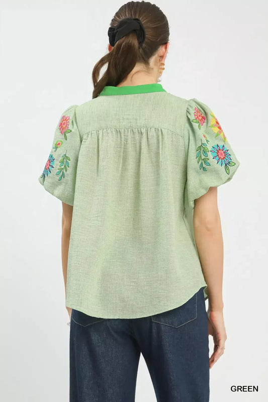 Embroidered Puff Sleeve Top 9ae6a11b-5909-4213-939c-da1a98066a10-Max-Origin