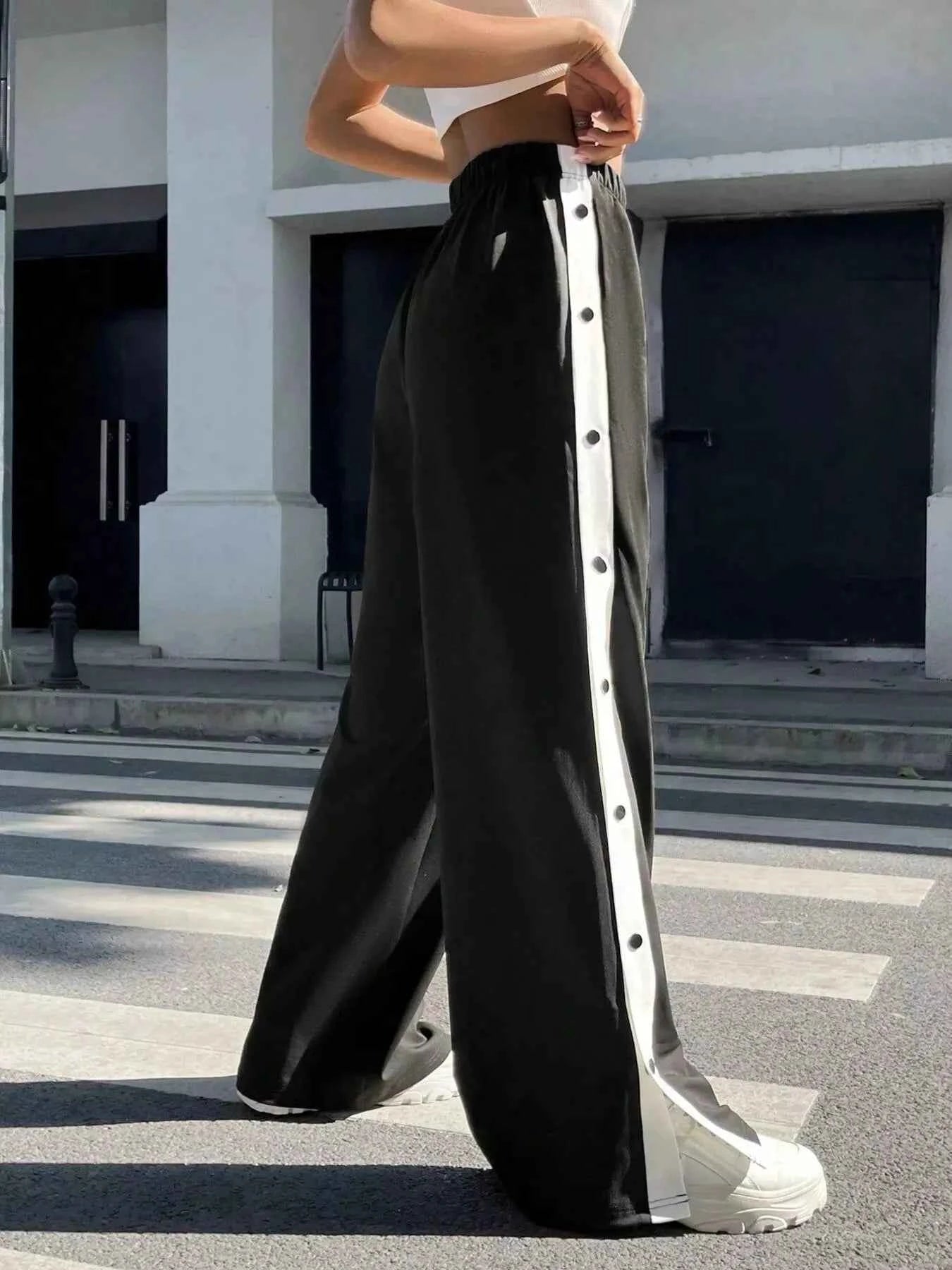 Two-Tone Side Snap Wide Leg Pants 9ae81de051bf4d87a74f437d00eef54c-Max-Origin