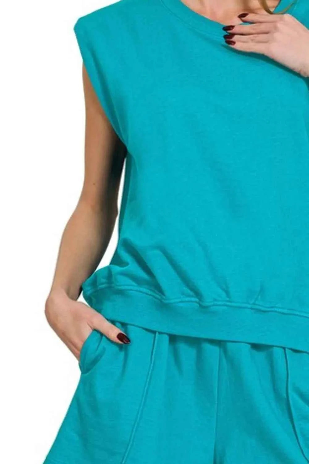 Zenana French Terry Sleeveless Top & Shorts Set 9aeddda0-6685-4642-ae54-ac180afa8d49-Max-Origin