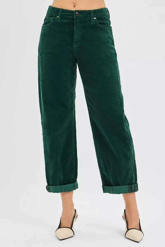 High Rise Crop Barrel Cordurory Pants HUNTER GREEN 9af02d17-127c-44d1-bcf5-d4a9c3b30be2-Max-Origin