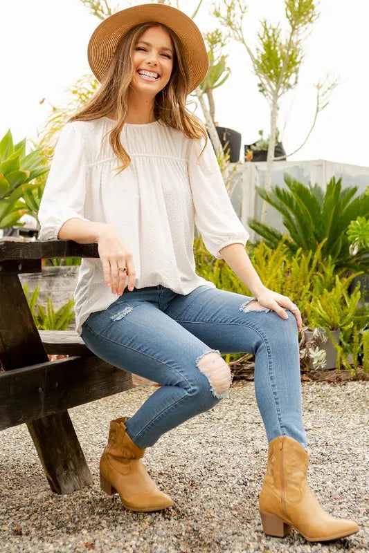 Celeste Full Size Puff Sleeve and Bow Detail Top Plus Size 9af7cc9f-1045-4a92-a69f-d518fe1fbd3c-Max