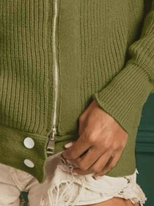 Front Zip Up High Neckline Sweater Jacket 9afd27b4-0d17-4773-bafd-54721f875c6a-Max-Origin