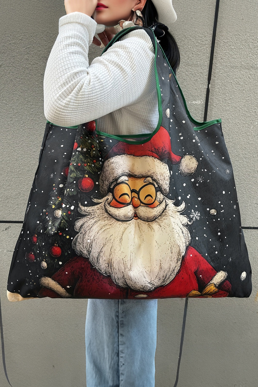 Fiery Red Cartoon Snowman Gift Graphic Large Tote Bag