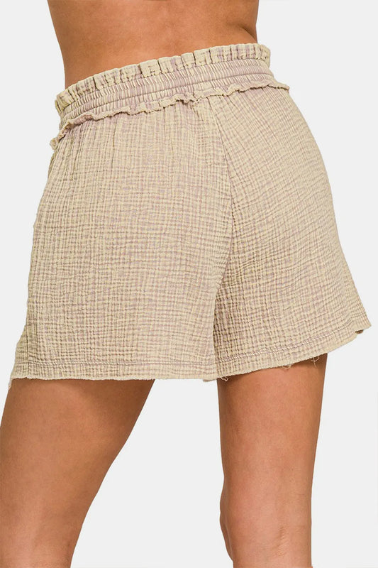 Zenana Washed Frayed Hem Drawstring Shorts 9b073e0b-86c6-4b61-bcd8-5ff719779cfd-Max