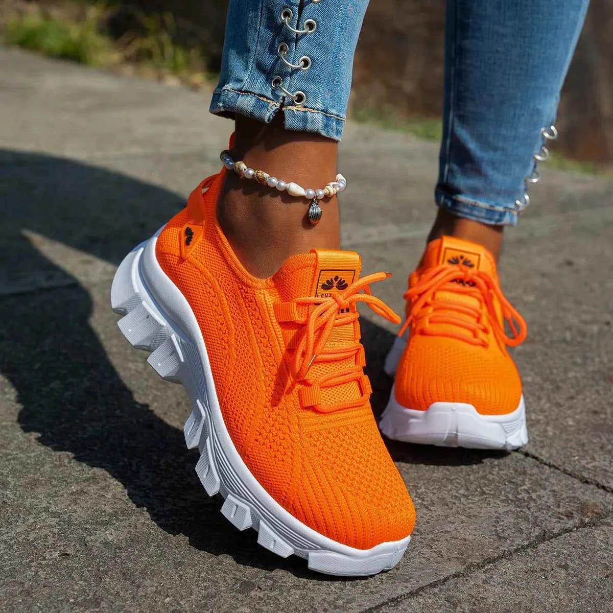Mesh Lace Up Platform Athletic Orange 9b13ab1b66244a90b3b758b6252e5838-Max-Origin