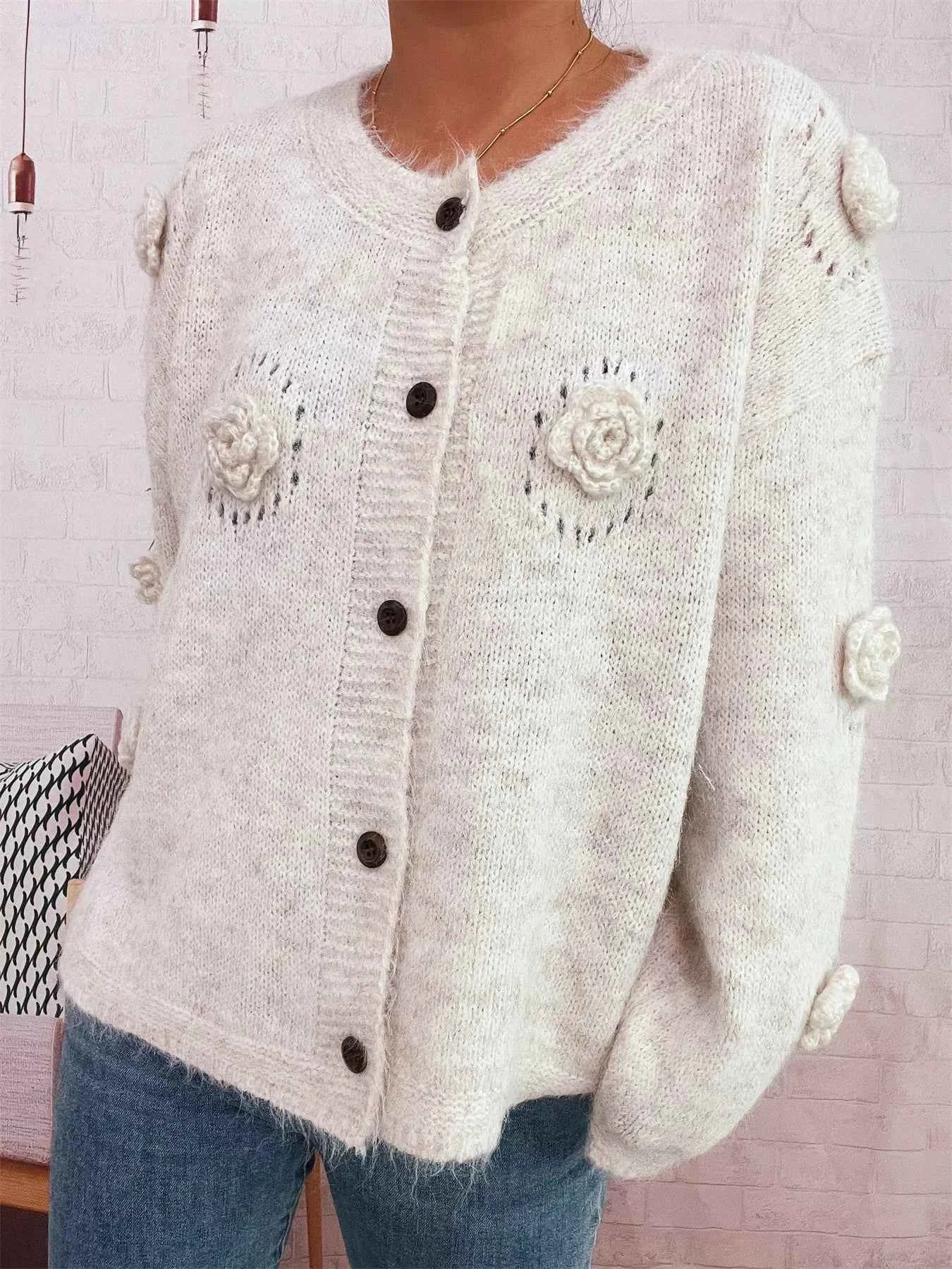Flower Button-Up Cardigan 9b19246eaff34655a401da983d3d396b-Max-Origin