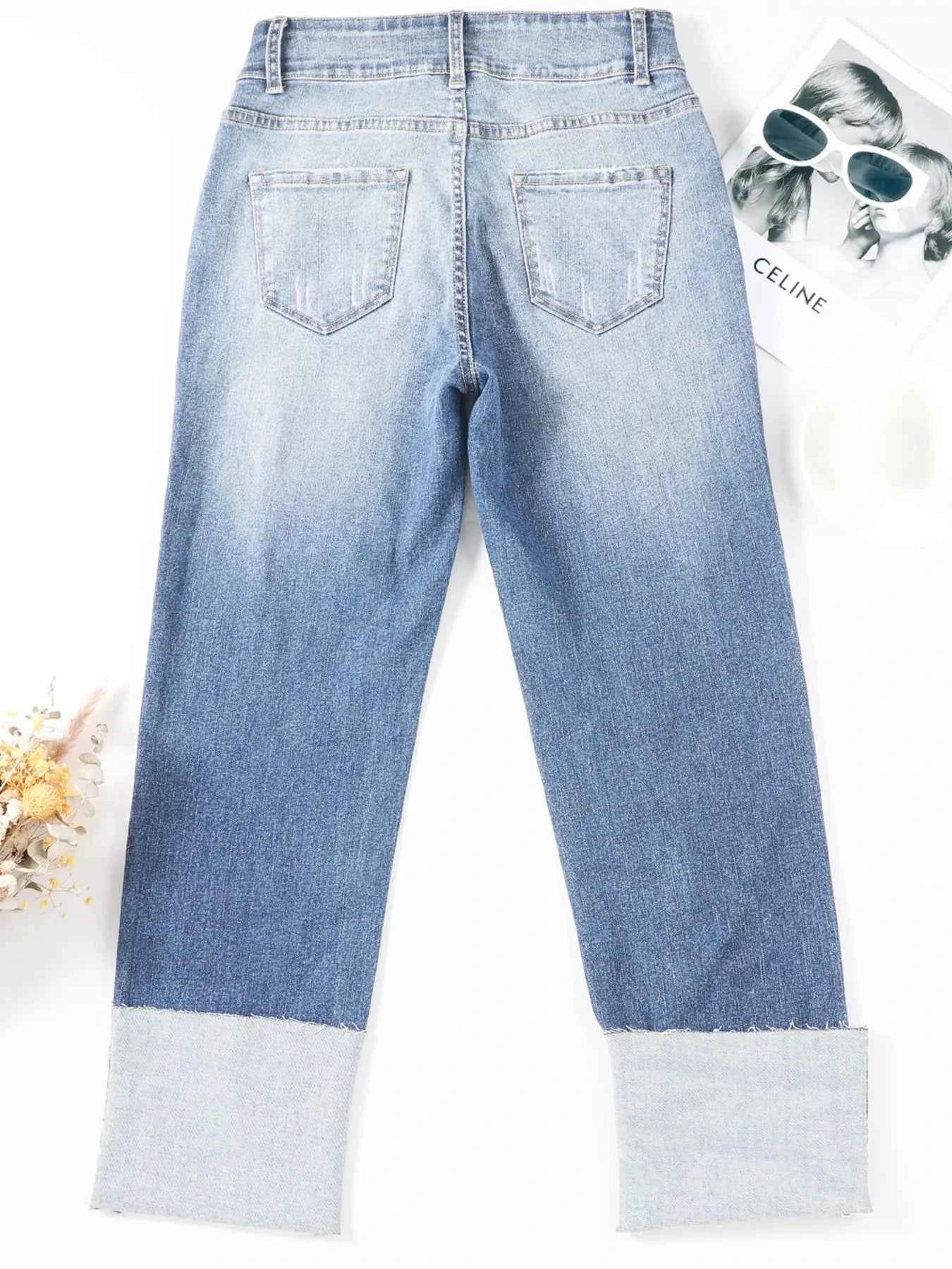 High Waist Distressed Straight Leg Jeans 9b1e98bb368148cf933e89cf4a02e44e-Max-Origin