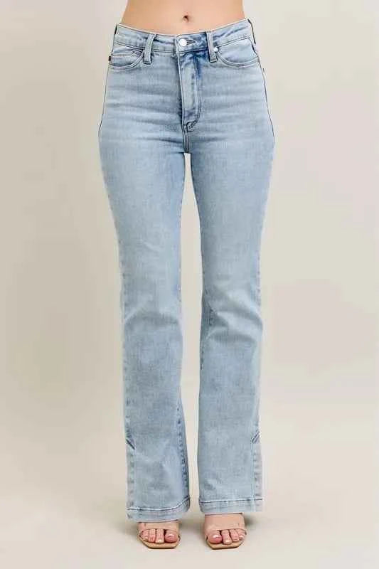 Judy Blue Full Size Tummy Control Vintage Wash Side Slit Slim Boot Jeans Plus Size Light 9b1fbecf-8def-4b68-9fbf-a5a785effd87-Max