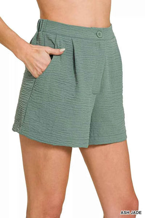 Woven Airflow Back Elastic Waist Shorts ASH JADE 9b29ce5ab8664709b9e20c16dc54b77e-Max-Origin