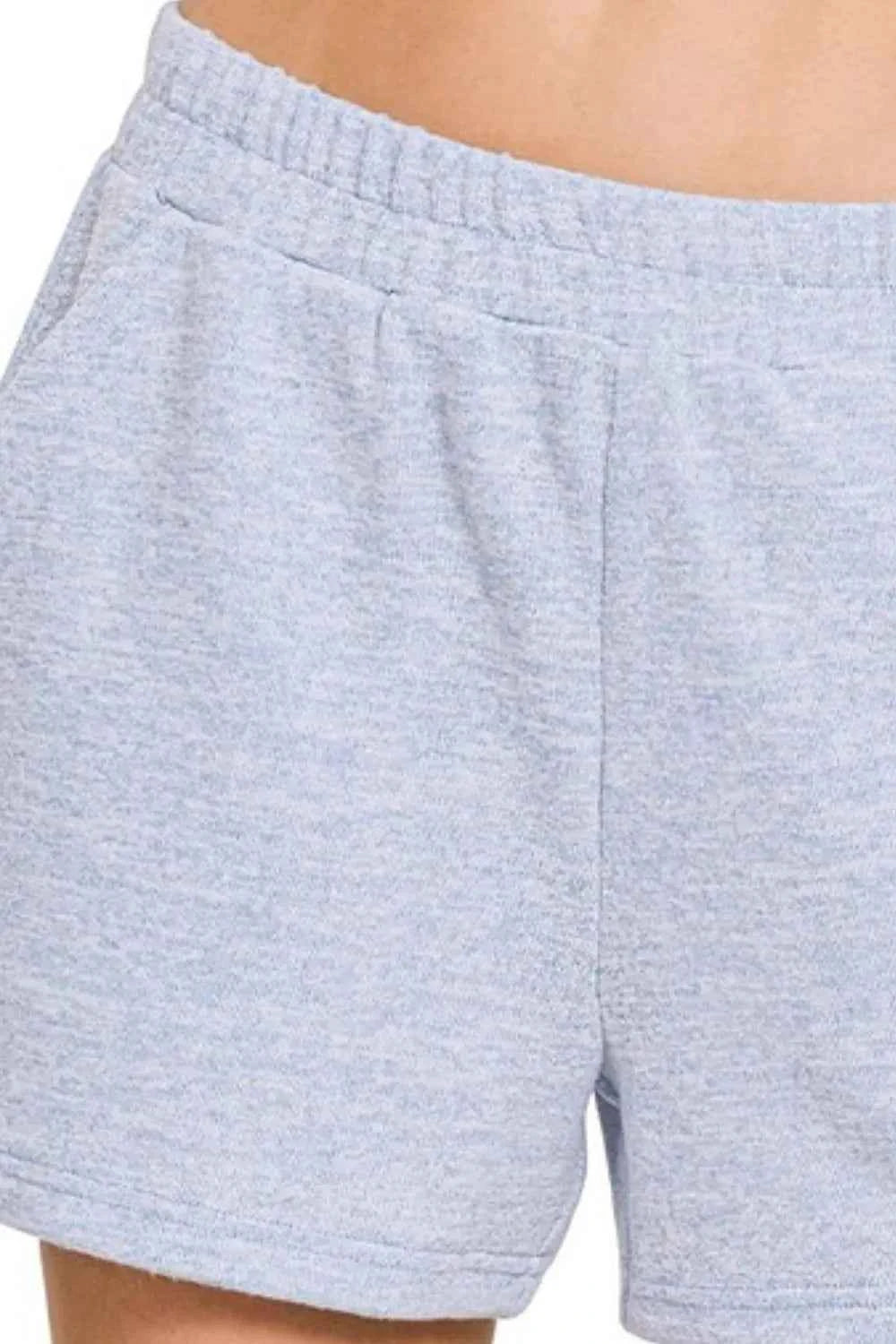 Zenana Soft Melange Hacci Elastic Waist Band Shorts 9b2bc7d9-b3e3-4b31-8e88-eb9542e54734-Max-Origin