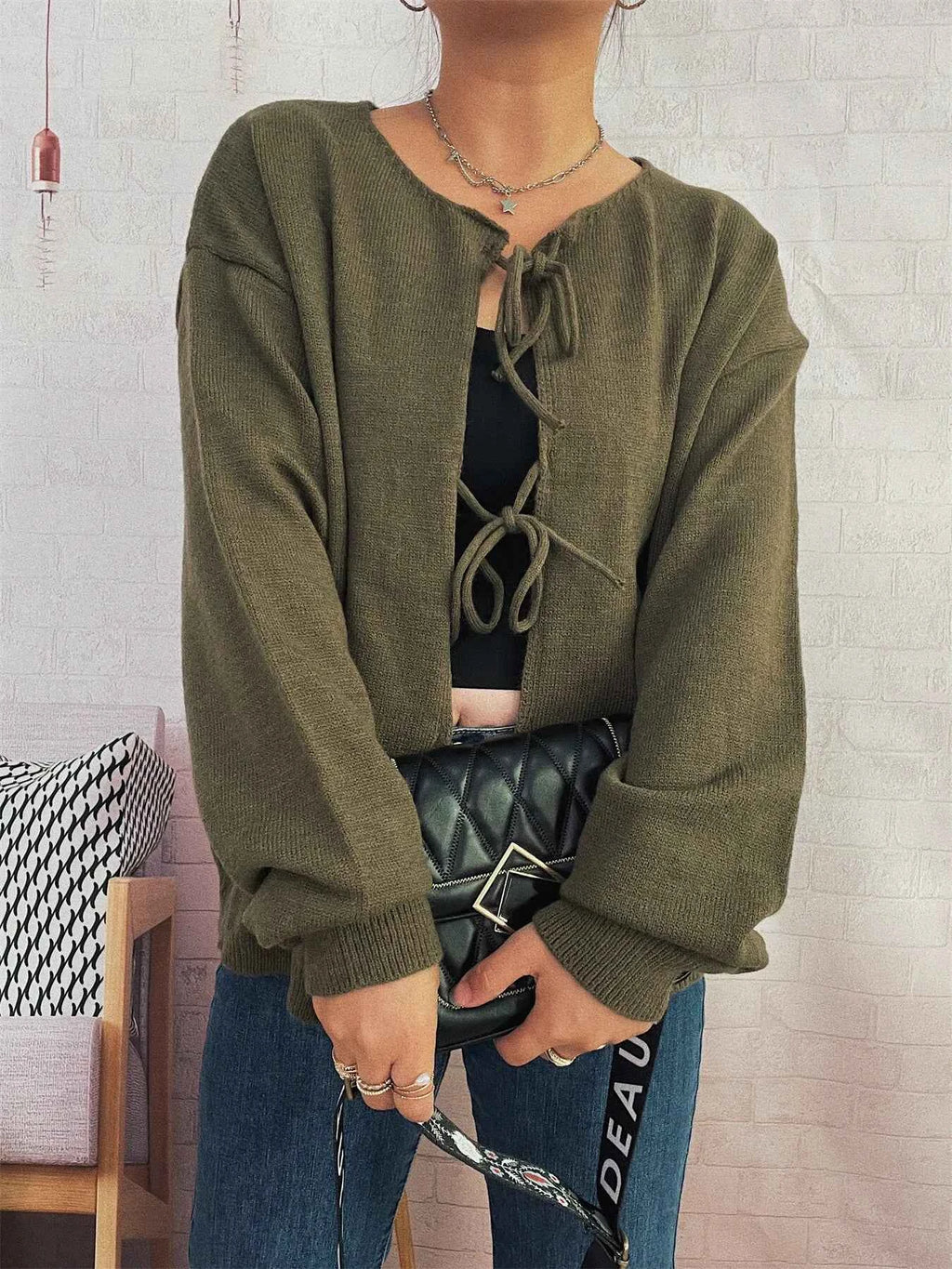Tie Front Drop Shoulder Cardigan 9b30455ee1e84f71af259b0c95b6b0af-Max-Origin
