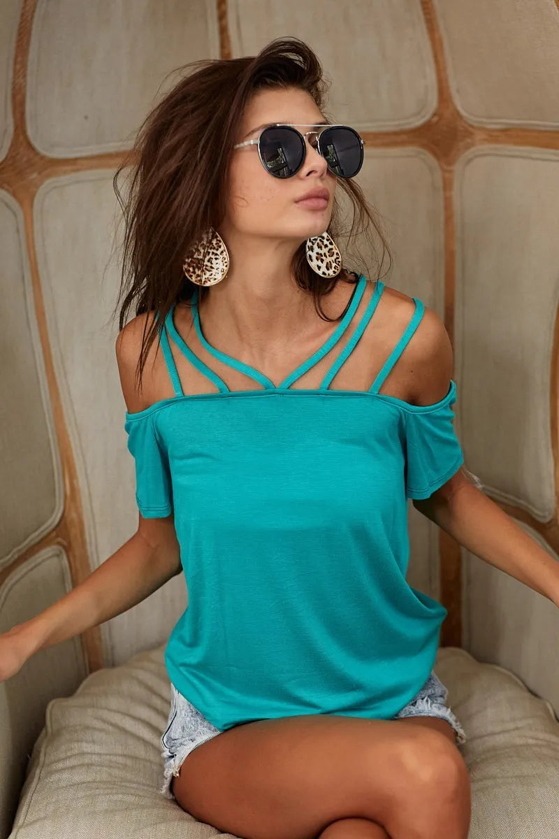 BiBi Rayon Span Jersey Lace Up Shoulder Detailed Top 9b30d1f2a4844dfdbede35f1c7f21365-Max-Origin