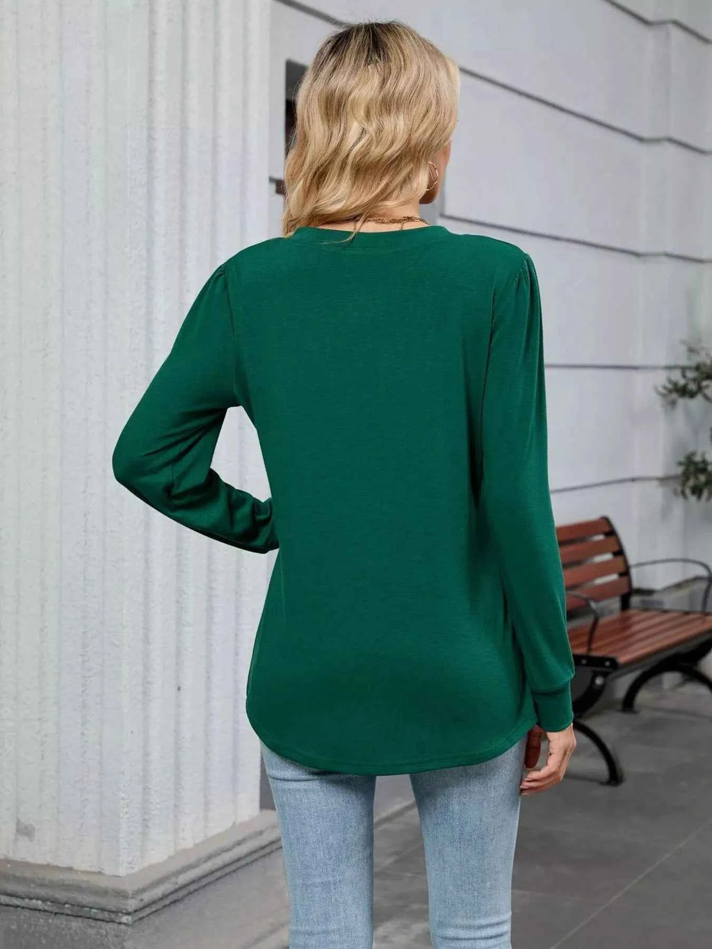 V-Neck Long Sleeve Relaxed Fit T-Shirt