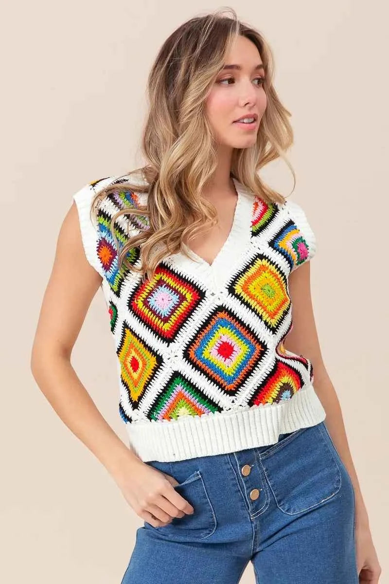 BiBi Diamond Granny Square Sweater Vest 9b373072848c43ef992fd4ccf39a4ebd-Max-Origin