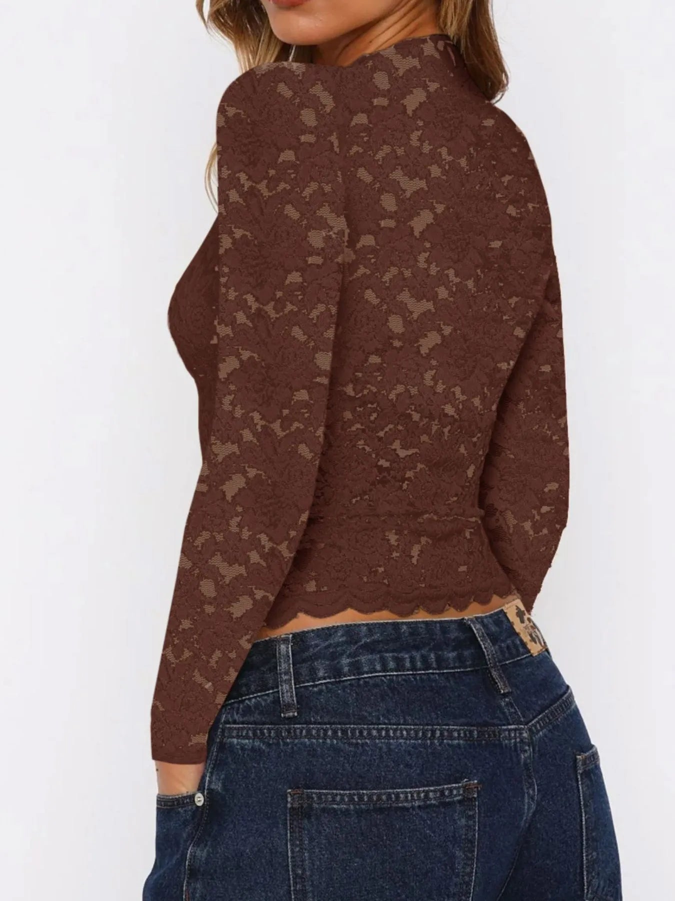 Floral Lace Long Sleeve Deep V-Neck Blouse with Scalloped Hem 9b399cfd-5648-499c-8913-c46854db06c9-Max-Origin