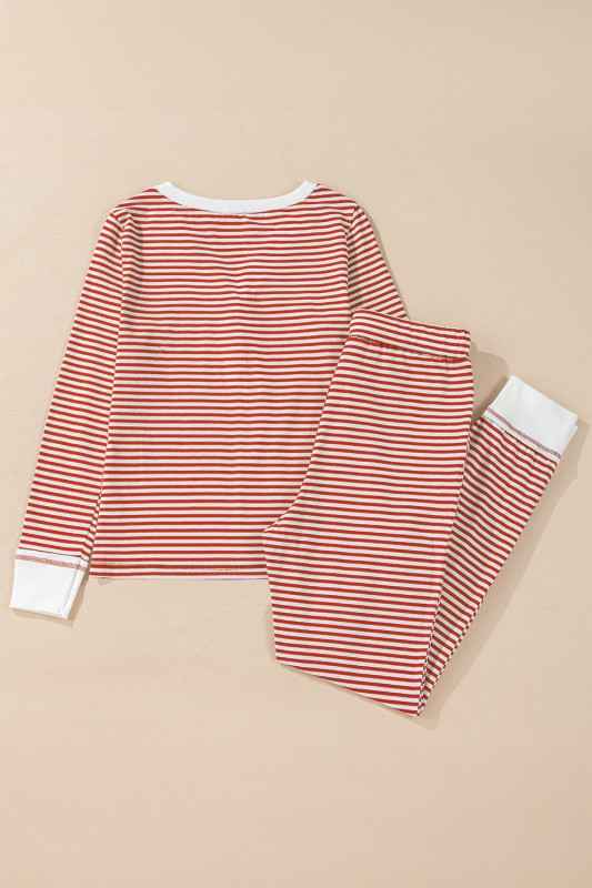 Christmas Stripe Top and Pants Lounge Set 9b3b22aa-db1f-45bd-bec1-eb75caa022df
