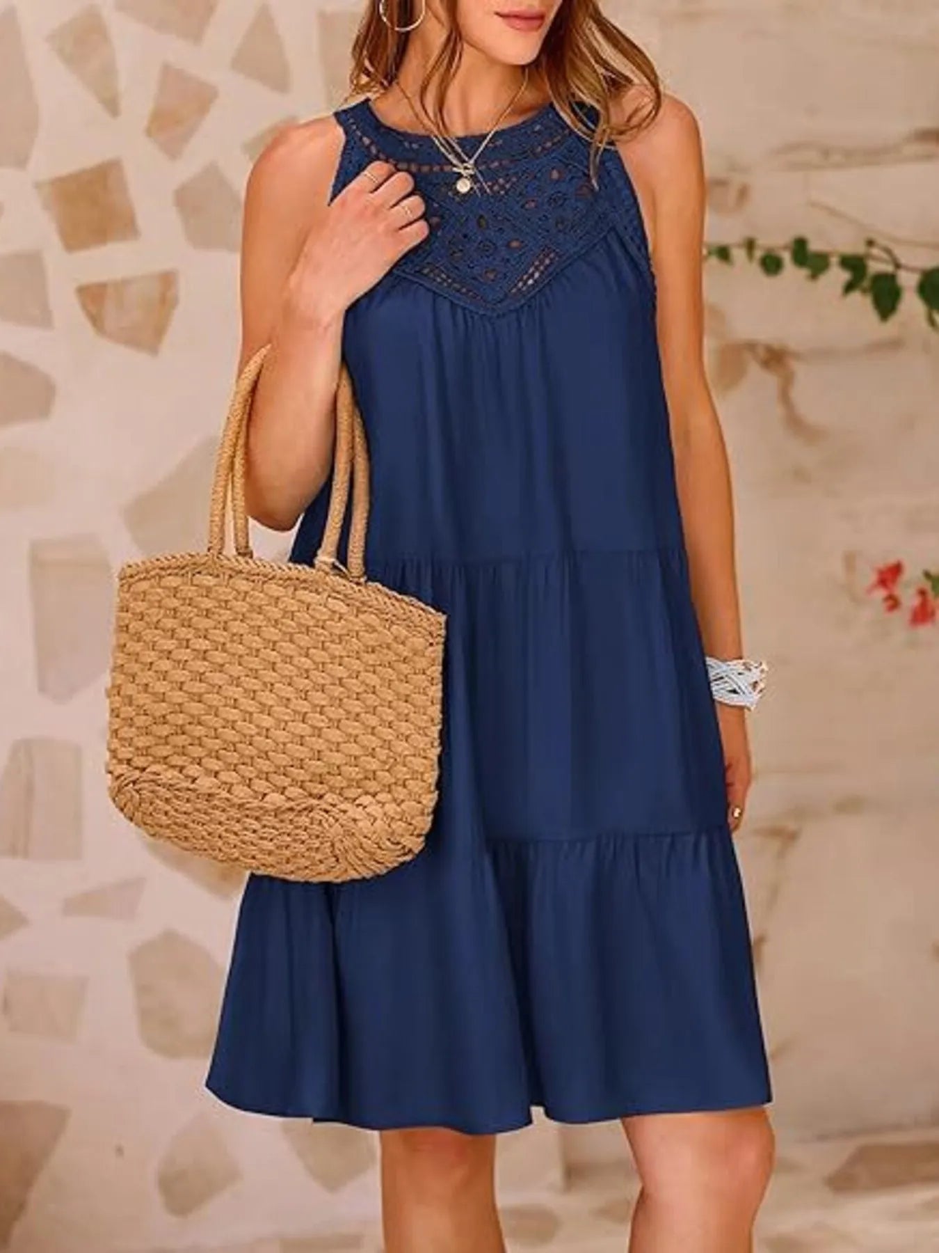 Crochet Lace Tiered Summer Dress Navy Blue 9b3d74df4f7c4d4c9872ba7005dd6433-Max-Origin