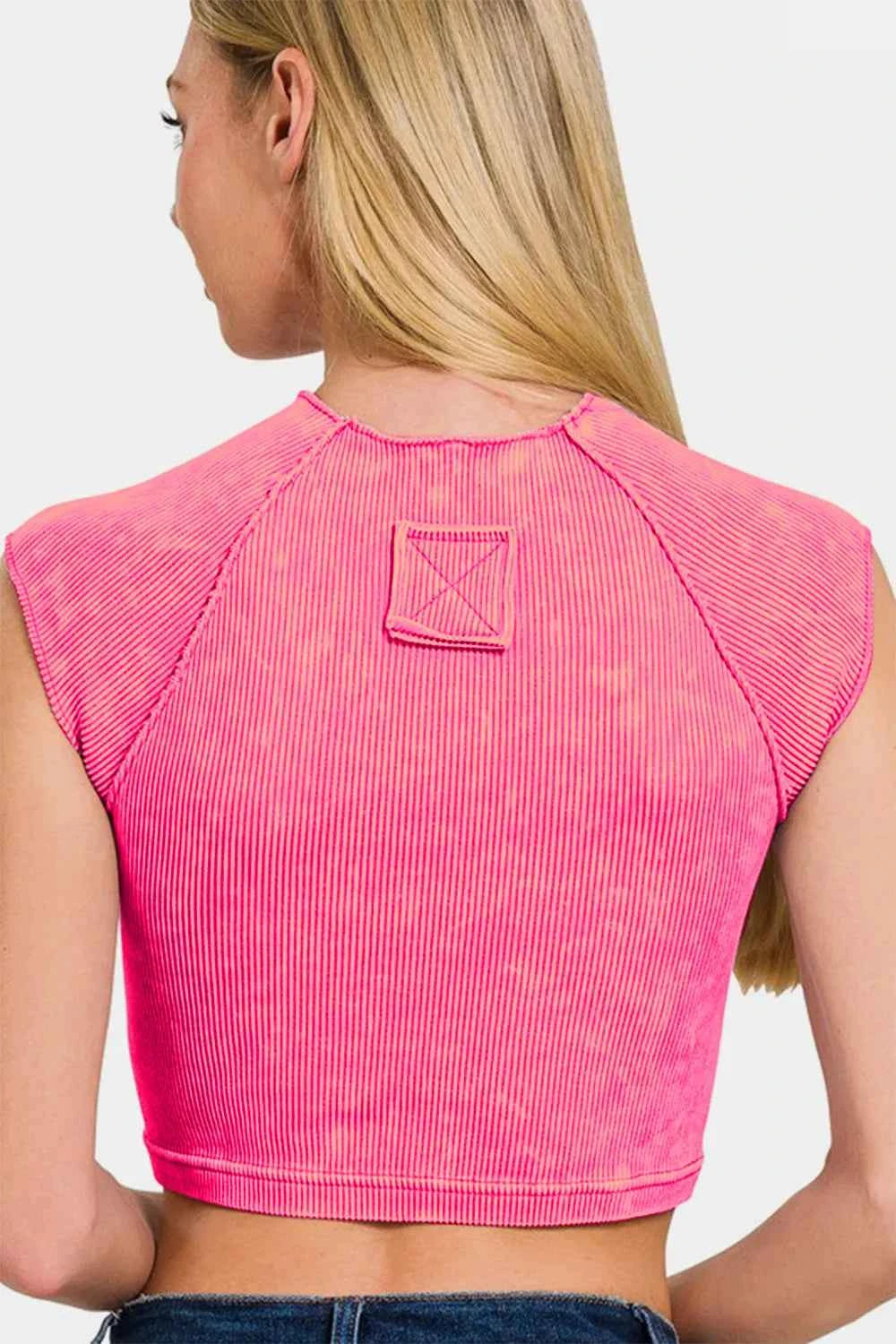 Zenana Ribbed Round Neck Cropped Top 9b42e829-cdca-4308-922a-79a8e06f0555-Max
