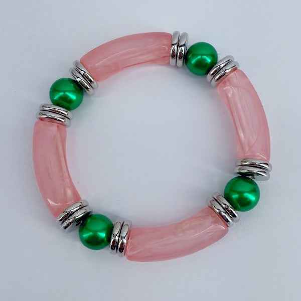 Two Tone Stretchy Bracelet with Pearls 9b454dd0-fcde-4f8b-bbfe-717d0af1bfcb