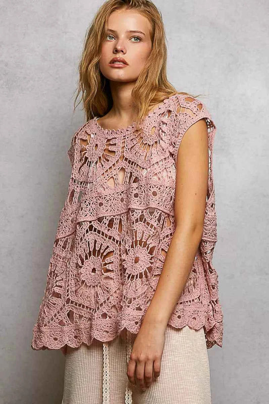 POL Openwork Round Neck Floral Crochet Tank 9b487544-6579-4865-a025-abcd654aace3-Max-Origin