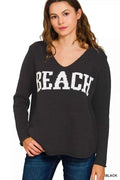 Zenana Beach V Neck Sweater BLACK 9b4966a55e3e44c3b78b05c2279089f8-Max-Origin