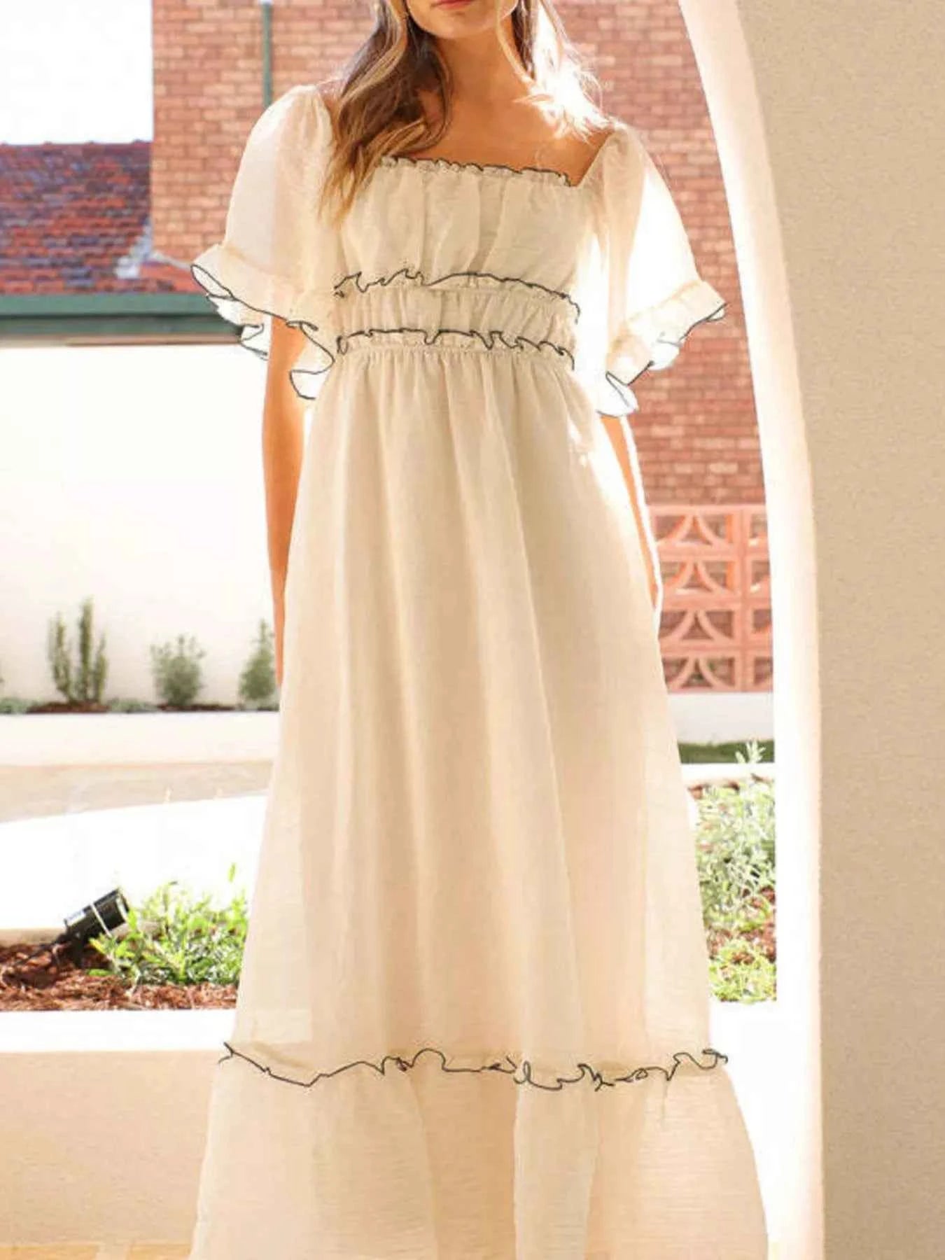 Ruffled Short Sleeve Tiered Maxi Dress 9b4ab162-3ae0-427f-b9a8-e7f270adfcf6-Max-Origin