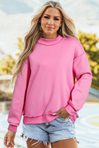 Tillandsia Purple Oversize Drop Shoulder Reversible Mock Neck Sweatshirt 9b4f6586e1c8c479