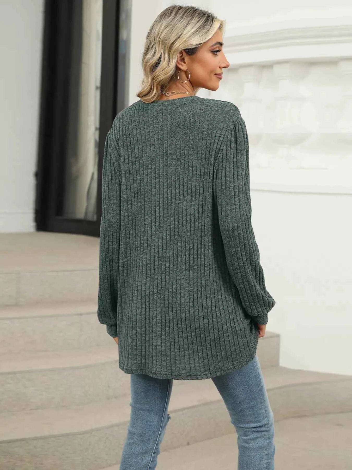 Ribbed Knit Long Sleeve T-Shirt 9b54f9fe81ca4cccac255d145b11fc8e-Max-Origin