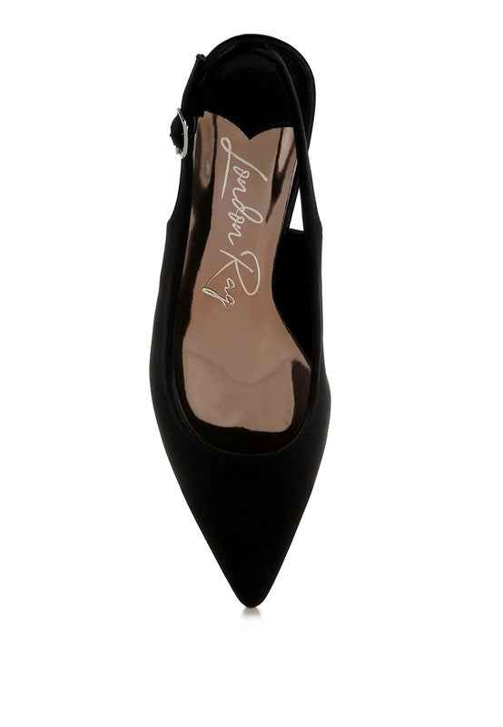 Vinca Satin Pointed Toe Slingbacks 9b5decf7-1378-4589-b5be-f5615750a7b5