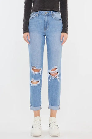 High Rise Distressed Mom Jeans LIGHT 9b614e3541124811acc655c6004bd549-Max-Origin