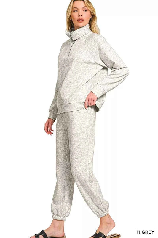 Zenana Scuba Half Zip Sweatshirts and Joggers Set 9b64dfa4262c4332b344ff1f41fee330-Max-Origin