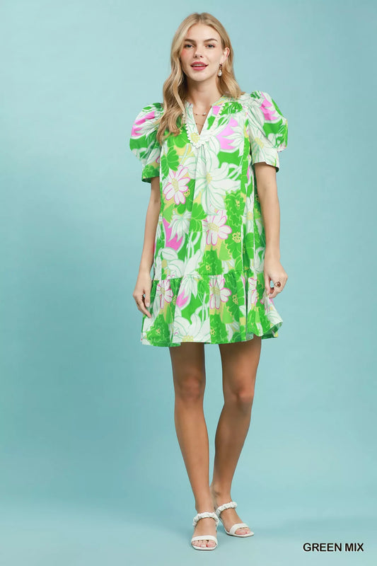 Floral Puff Sleeve Tiered Mini Dress 9b690f97-d49b-49d5-8e53-4b1a1f8d6b80-Max-Origin